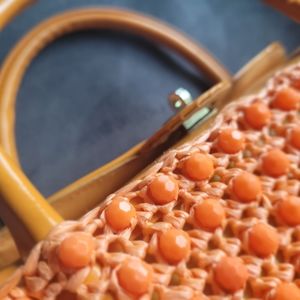 Vintage Orange Beaded Purse Handbag